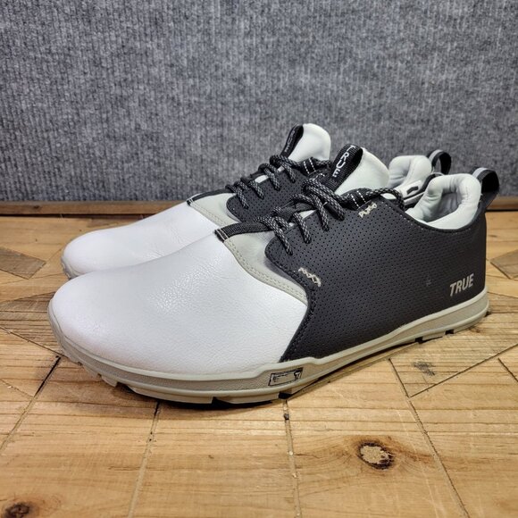 True Linkswear Original 1.2 Mens 15 Golf Shoes White Black Gray Athletic Leather - Picture 2 of 13